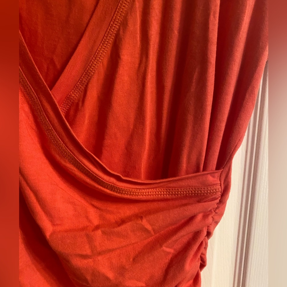 Cabi #965 coral cap sleeve wrap blouse top - Picture 2 of 5